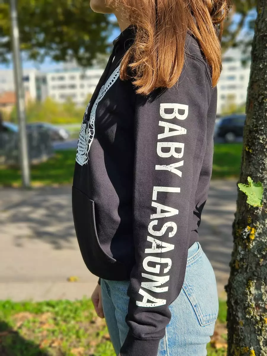 Baby Lasagna Hoodie Stipe- BLACK - FOR KIDS - Image 3