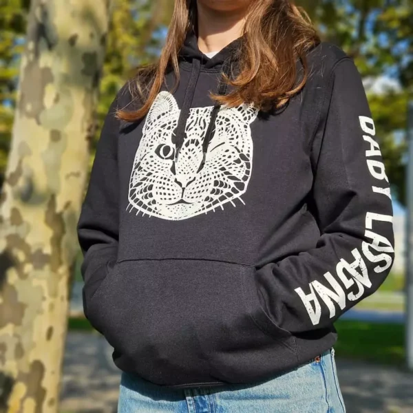 Baby Lasagna Hoodie Stipe- BLACK - FOR KIDS - Image 2